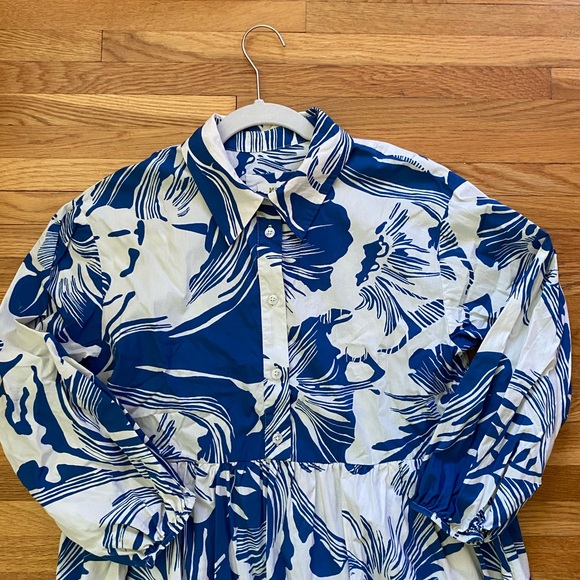 Anthropologie the Bettina shirt dress in blue white floral - Picture 5 of 7